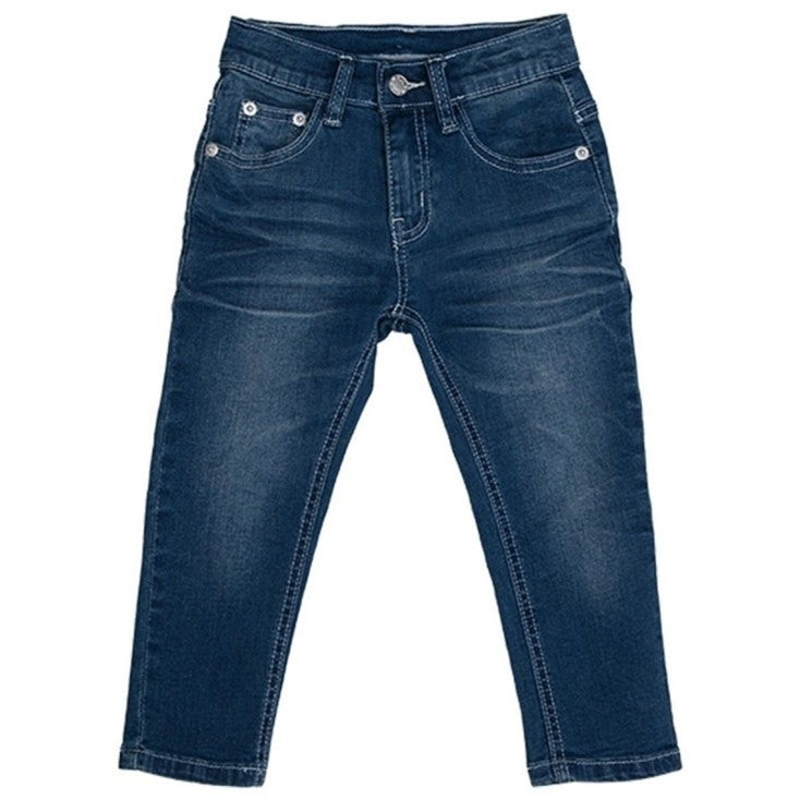 Jean fille Interdit de me gronder Lolita Bleu logo rose - L'Atelier Des Tout-Petits