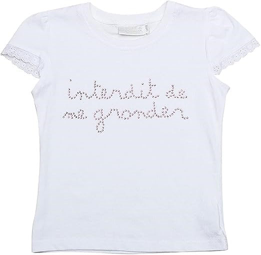 T-shirt Interdit De Me Gronder Strassita blanc Strass fushia - L'Atelier Des Tout-Petits
