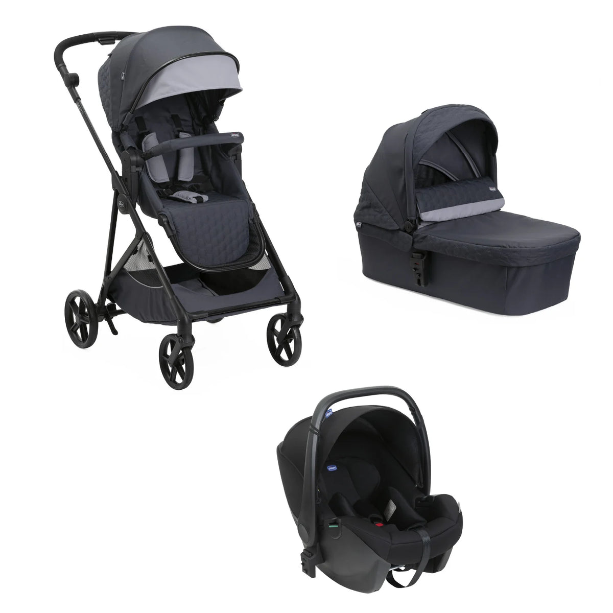 Pack poussetteTrio Seety avec Kory Essential Chicco - L'Atelier Des Tout-Petits