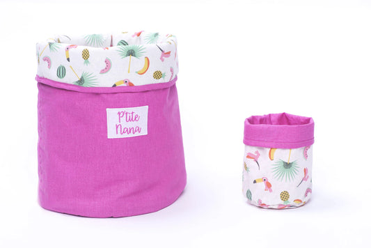 Set Corbeilles de rangement Tropical Princess exotique/rose - L'Atelier Des Tout-Petits