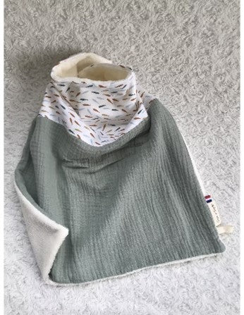 Bavoir/serviette Suzon Et Suzette Lisette gris uni - L'Atelier Des Tout-Petits