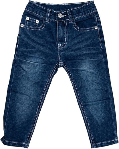 Jean fille Interdit de me gronder Lolita Bleu logo rouge - L'Atelier Des Tout-Petits