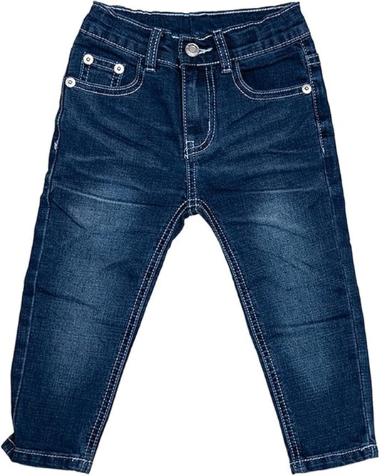 Jean fille Interdit de me gronder Lolita Bleu logo rouge - L'Atelier Des Tout-Petits