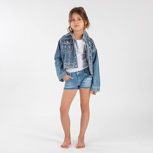 Short en jean fille Interdit de me gronder Kama Marine - L'Atelier Des Tout-Petits