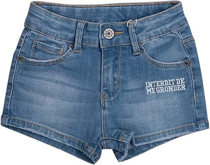 Short en jean fille Interdit de me gronder Kama Marine - L'Atelier Des Tout-Petits