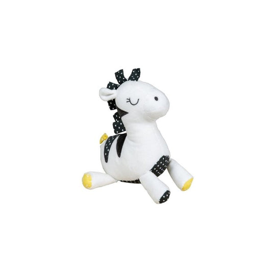 Doudou Sauthon Zèbre Pompon Velours et popeline - L'Atelier Des Tout-Petits