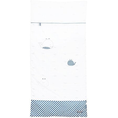 Edredon Lit Bébé Sauthon Blue Baleine blanc 70x140 cm