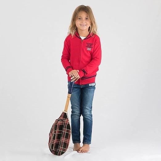 Gilet Interdit De Me Gronder Swag rouge logo bleu - L'Atelier Des Tout-Petits