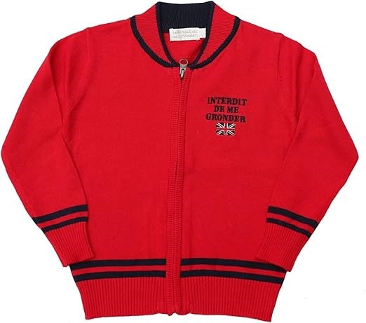 Gilet Interdit De Me Gronder Swag rouge logo bleu - L'Atelier Des Tout-Petits