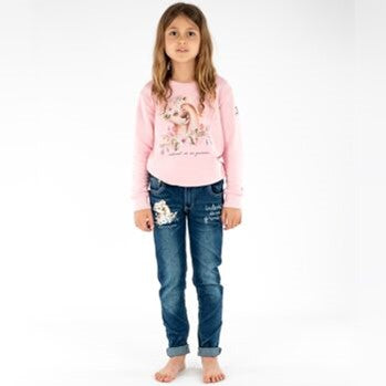 Jean fille Interdit de me gronder Lionita Marine - L'Atelier Des Tout-Petits