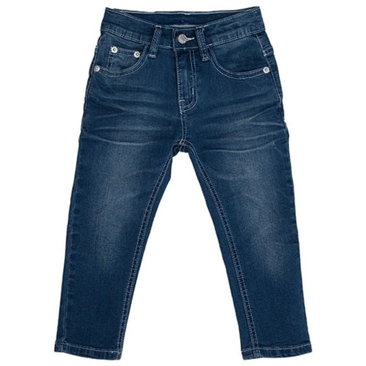 Jean fille Interdit de me gronder Lolita Bleu logo rose - L'Atelier Des Tout-Petits