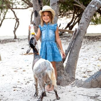Robe Interdit De Me Gronder Ska bleu jean - L'Atelier Des Tout-Petits
