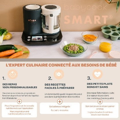 Robot multifonction Béaba Babycook Smart Gris Anthracite - L'Atelier Des Tout-Petits