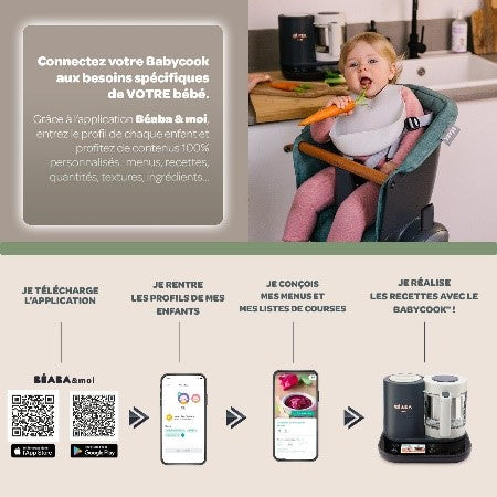 Robot multifonction Béaba Babycook Smart Gris Anthracite - L'Atelier Des Tout-Petits