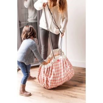 Sac à jouets et tapis de jeux 2 en 1 Play and Go Losange rose - L'Atelier Des Tout-Petits