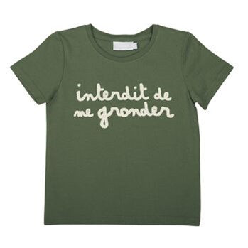 T-shirt Interdit De Me Gronder L'Interdit Kaki logo écru - L'Atelier Des Tout-Petits