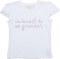 T-shirt Interdit De Me Gronder Strassita blanc Strass fushia - L'Atelier Des Tout-Petits