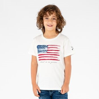 T-shirt Interdit De Me Gronder USA blanc - L'Atelier Des Tout-Petits