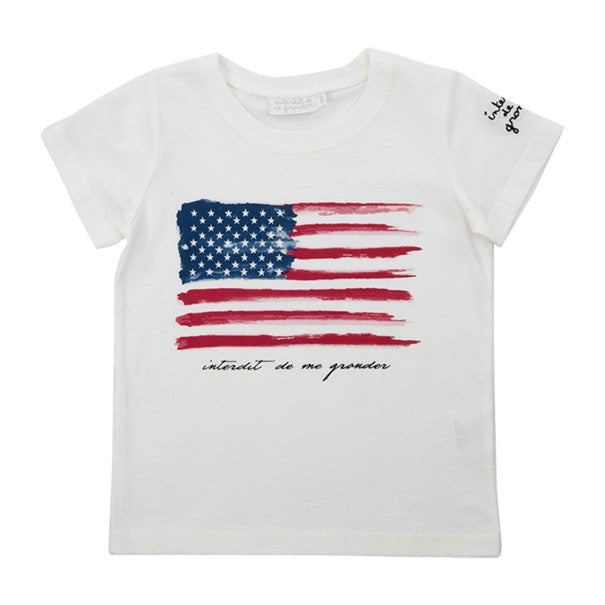 T-shirt Interdit De Me Gronder USA blanc - L'Atelier Des Tout-Petits