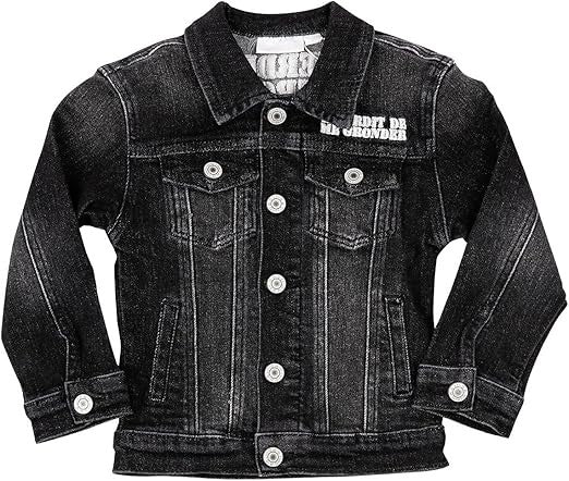 Veste en jean fille Interdit De Me Gronder Denima Noir - L'Atelier Des Tout-Petits
