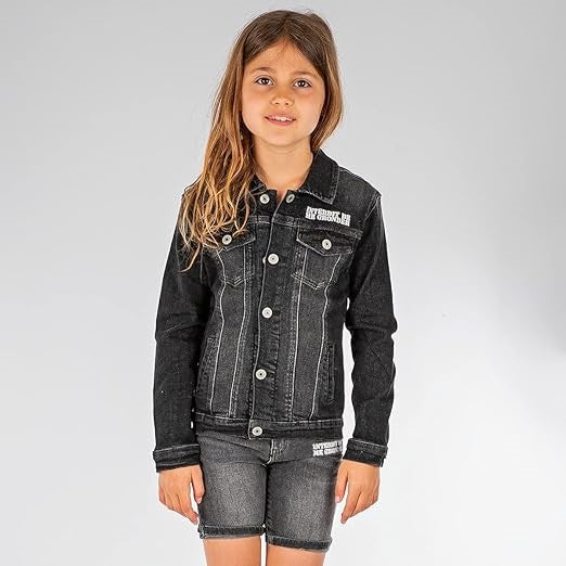 Veste en jean fille Interdit De Me Gronder Denima Noir - L'Atelier Des Tout-Petits