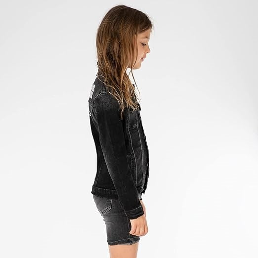 Veste en jean fille Interdit De Me Gronder Denima Noir - L'Atelier Des Tout-Petits