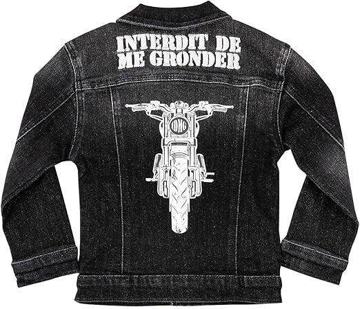 Veste en jean fille Interdit De Me Gronder Denima Noir - L'Atelier Des Tout-Petits