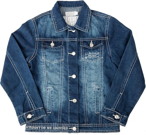 Veste en jean  fille Interdit De Me Gronder Lionissima Marine - L'Atelier Des Tout-Petits