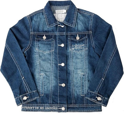Veste en jean  fille Interdit De Me Gronder Lionissima Marine - L'Atelier Des Tout-Petits
