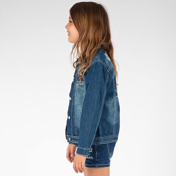 Veste en jean  fille Interdit De Me Gronder Lionissima Marine - L'Atelier Des Tout-Petits