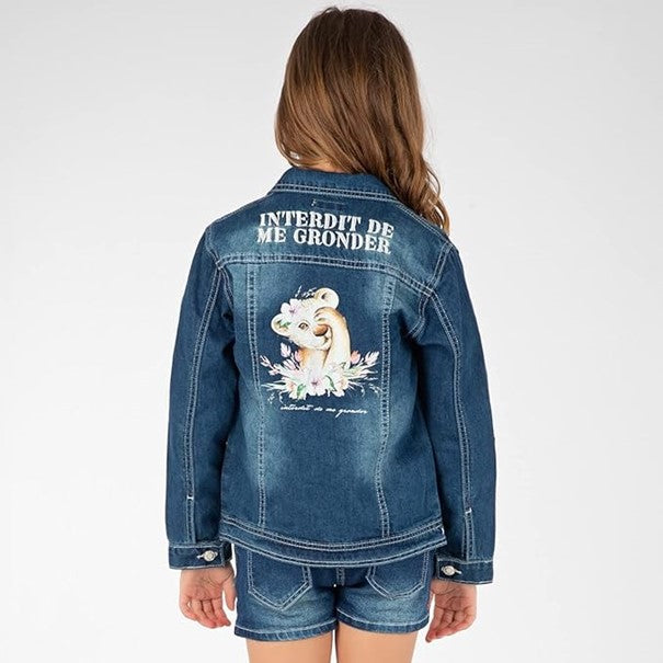 Veste en jean  fille Interdit De Me Gronder Lionissima Marine - L'Atelier Des Tout-Petits
