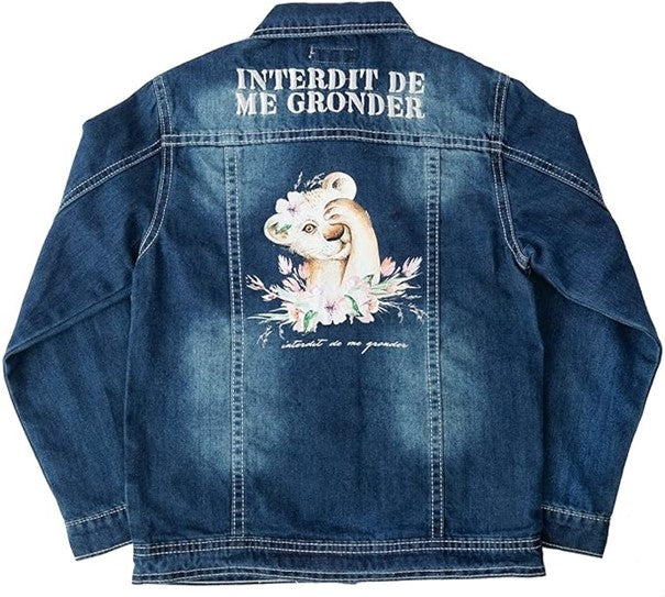 Veste en jean  fille Interdit De Me Gronder Lionissima Marine - L'Atelier Des Tout-Petits