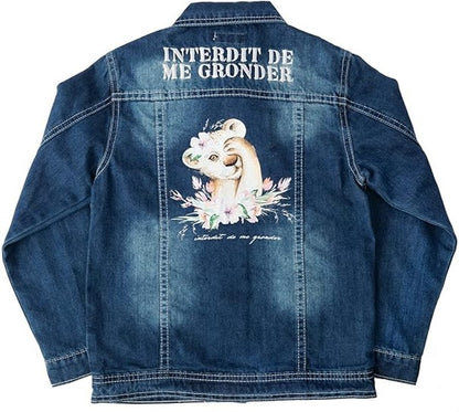 Veste en jean  fille Interdit De Me Gronder Lionissima Marine - L'Atelier Des Tout-Petits