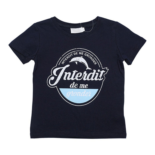 T-shirt Interdit De Me Gronder Blue marine - L'Atelier Des Tout-Petits