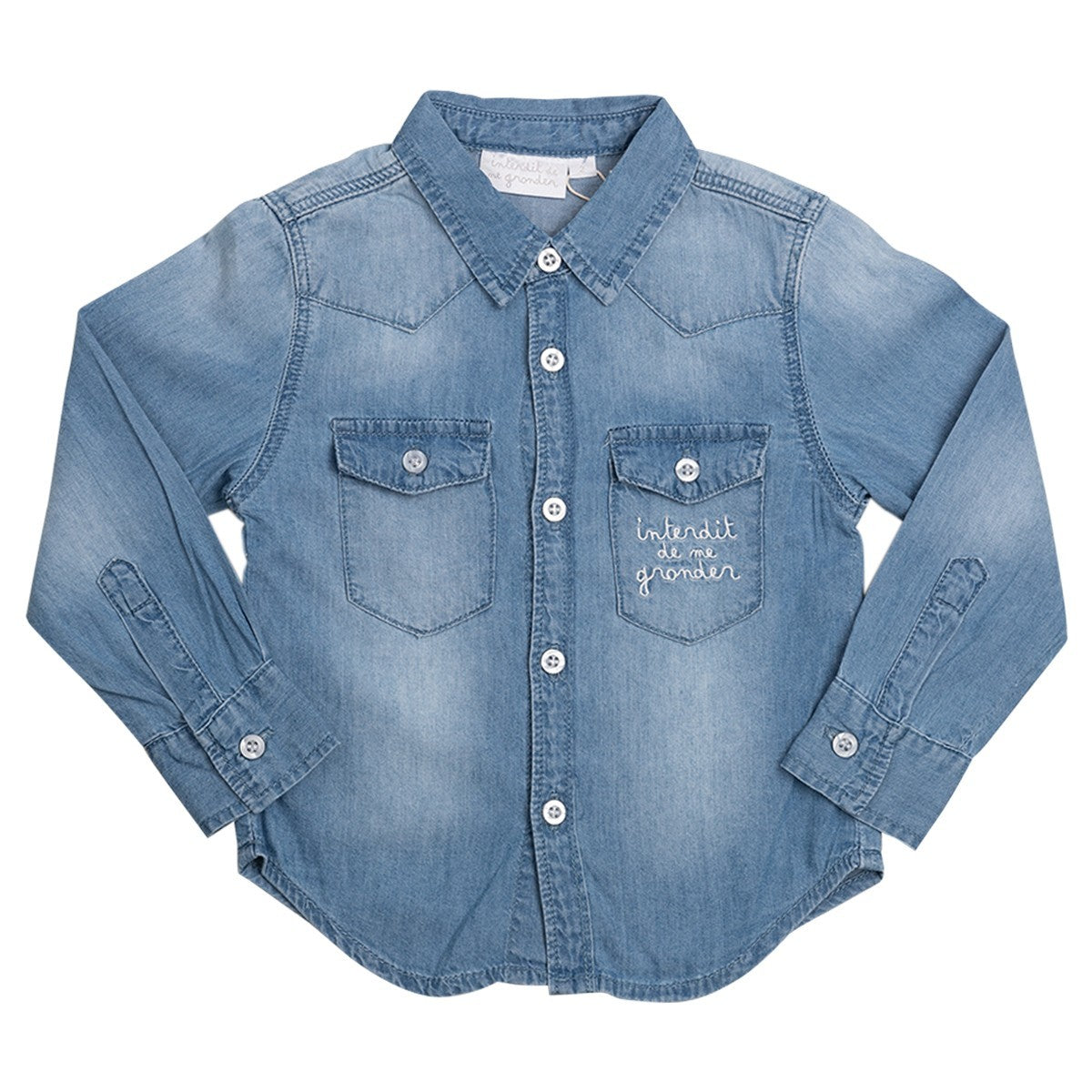Chemise en jean Interdit De Me Gronder Denim marine - L'Atelier Des Tout-Petits