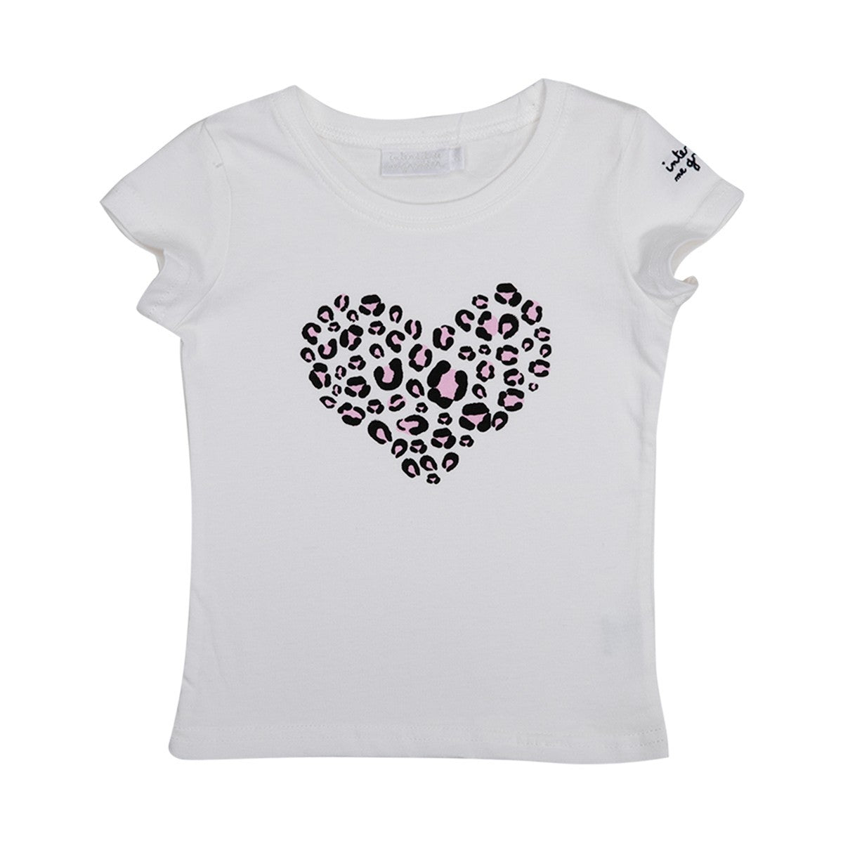 T-shirt Interdit De Me Gronder Love blanc imprimé léopard - L'Atelier Des Tout-Petits