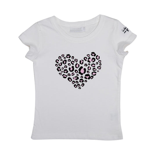 T-shirt Interdit De Me Gronder Love blanc imprimé léopard - L'Atelier Des Tout-Petits