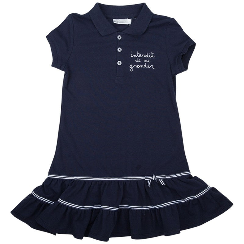 Robe fille Interdit De Me Gronder Mademoiselle (bleu marine) - L'Atelier Des Tout-Petits