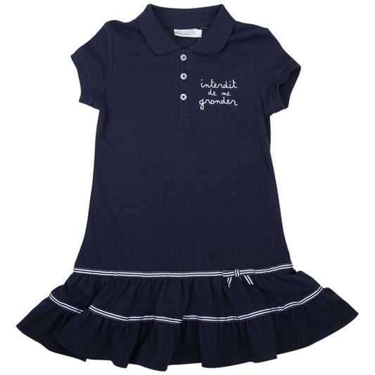 Robe fille Interdit De Me Gronder Mademoiselle (bleu marine) - L'Atelier Des Tout-Petits