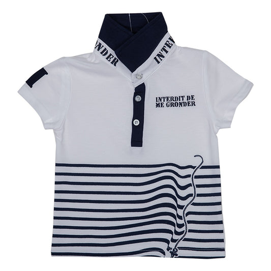Polo Interdit De Me Gronder Ola blanc Rayures - L'Atelier Des Tout-Petits