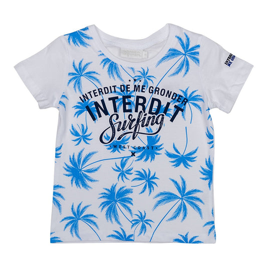 T-shirt Interdit De Me Gronder Palm Beach blanc - L'Atelier Des Tout-Petits